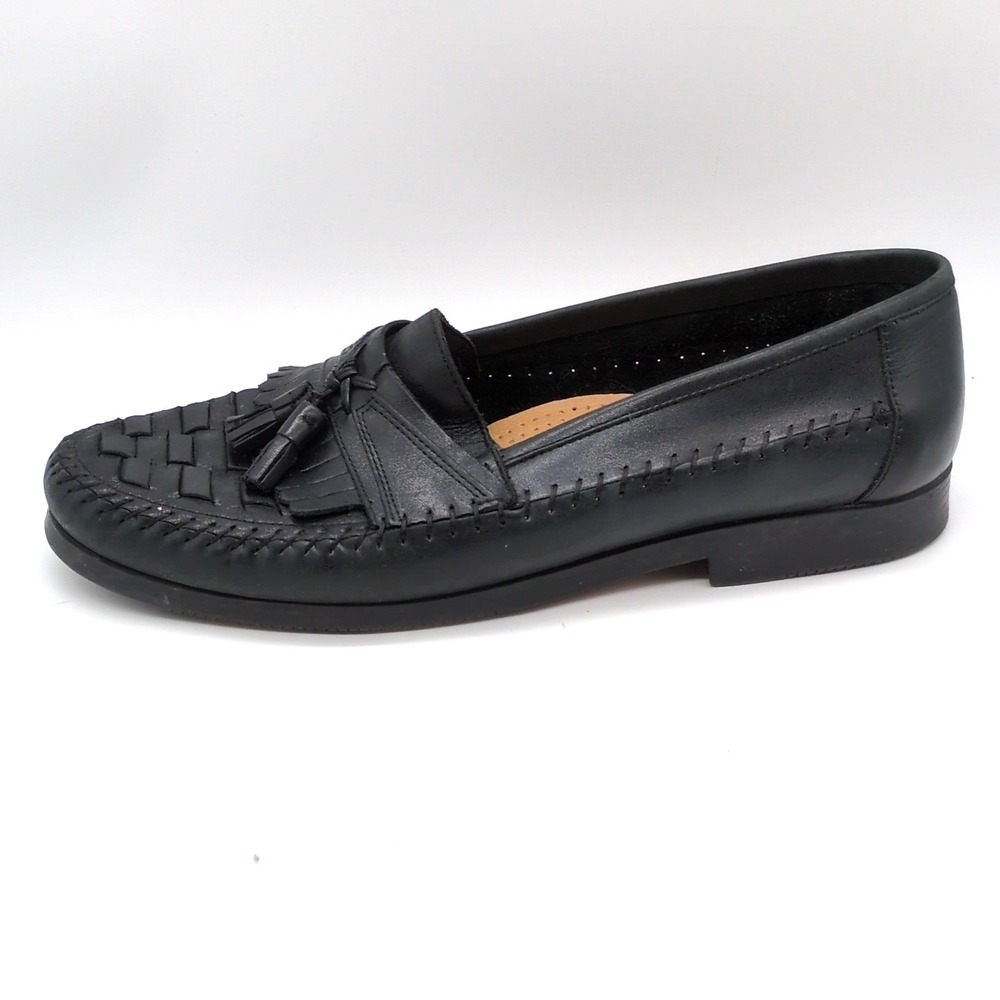 David Taylor Shoes Mens‎ Kennedy Black 13 Leather Loafers Kiltie Tassel Fringe